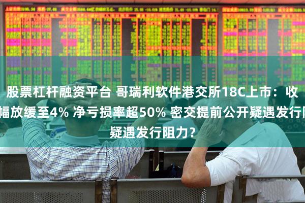 股票杠杆融资平台 哥瑞利软件港交所18C上市：收入增幅放缓至4% 净亏损率超50% 密交提前公开疑遇发行阻力？